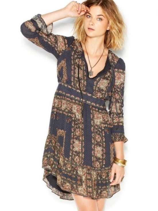 Free People Dresses & Skirts - Free People Bridgette Boho Floral Patchwork Peasant Dress